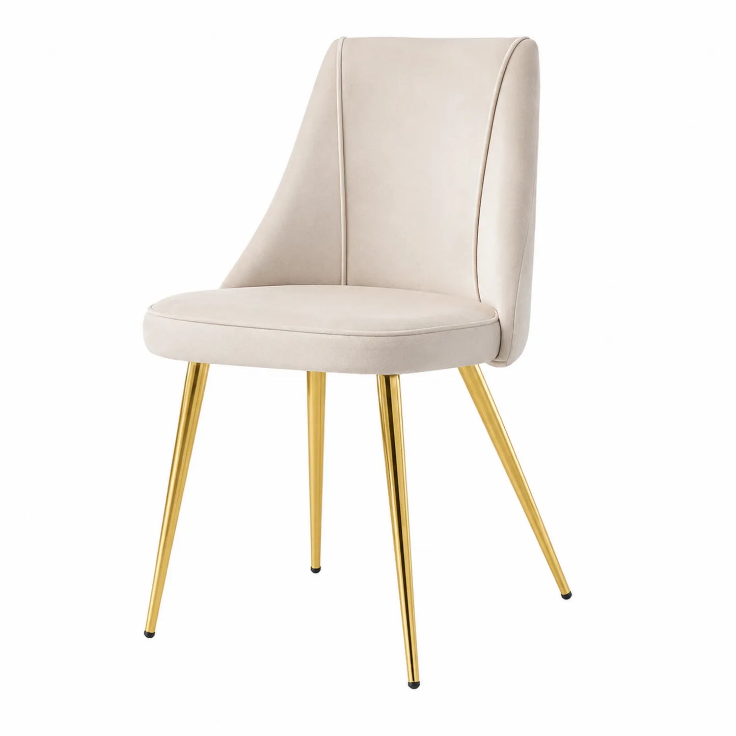Chaise en Tissu Beige avec Pieds en Métal Doré