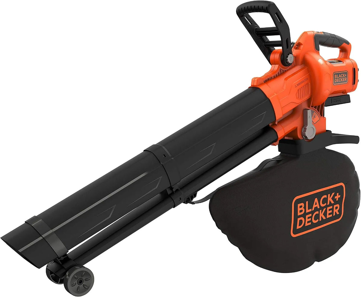 BLACK+DECKER Bladblazer BCBLV36B met 36 V, BCBLV36B Accu-bladblazer met hakselaar, opvangzak van 45 liter, luchtsnelheid van 210 km/u