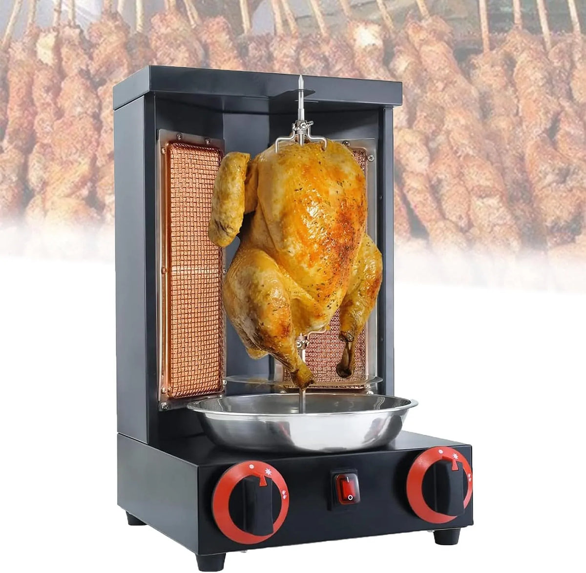 Inbouwoven, 360 ° Roterende Rotisserie Oven, Verticale Doner Kebab Grill Machine, zwart-M