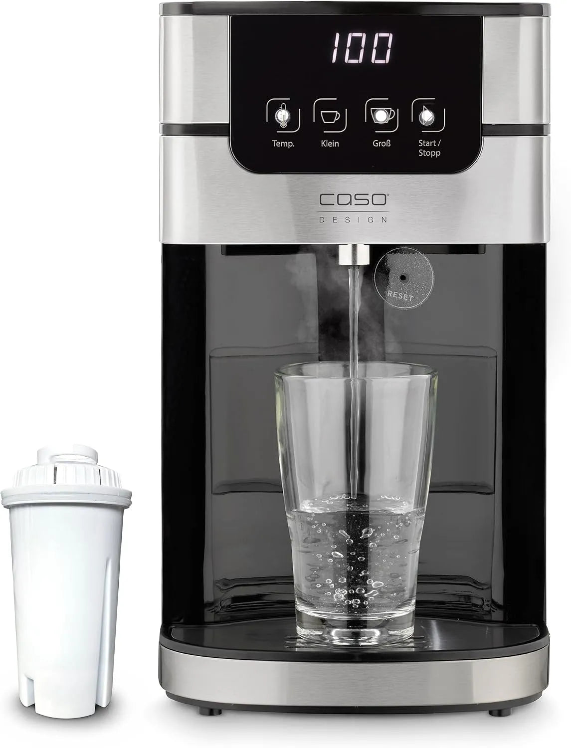 CASO PerfectCup 1000 Pro Turbo warmwaterdispenser met 2600 W, 70-100 °C, waterreservoir en RVS