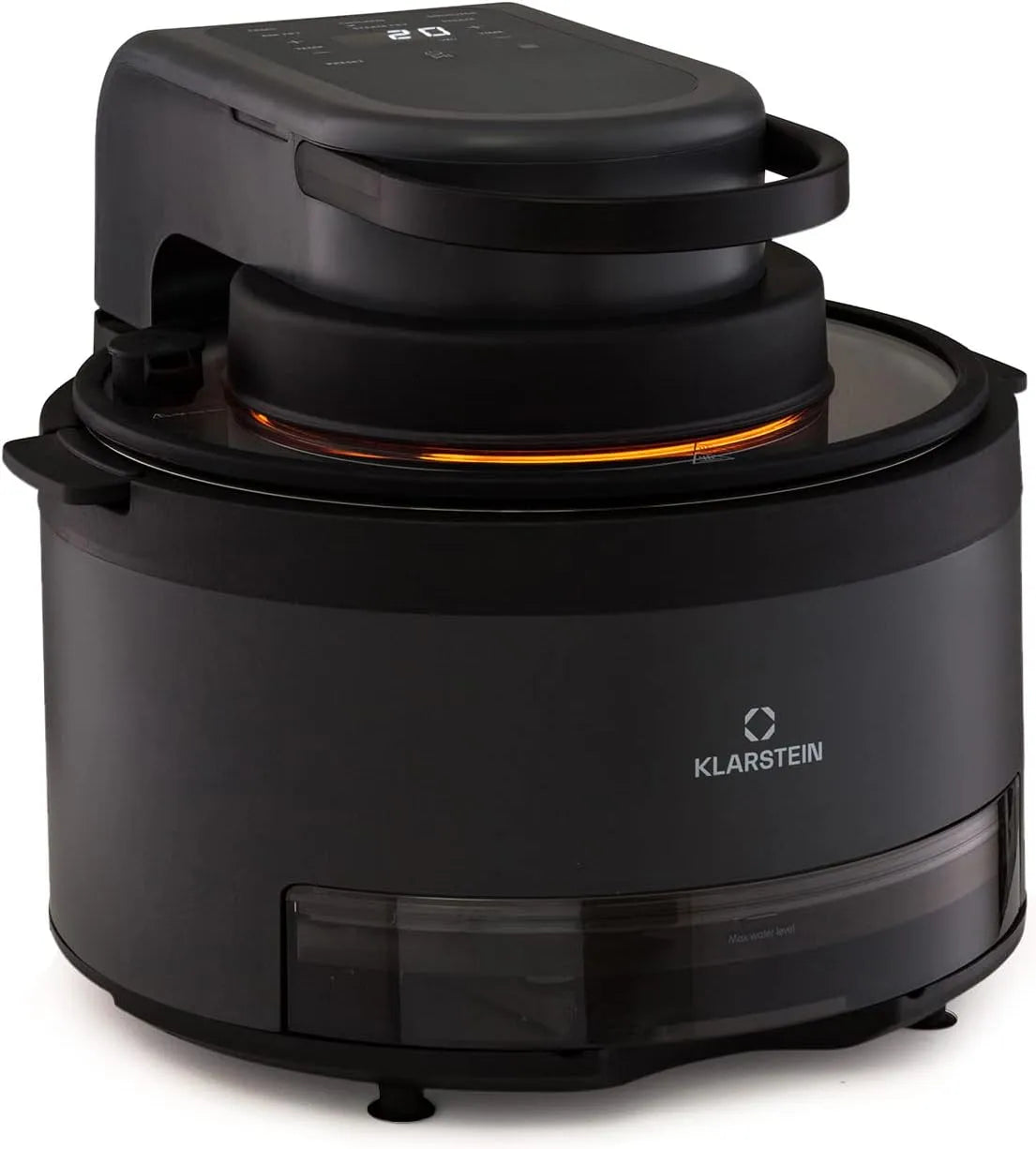 Airfryer met 5 L, 1250 W, 2-in-1, 6 programma's, aanraakbediening, waterreservoir, regelbare thermostaat en RVS