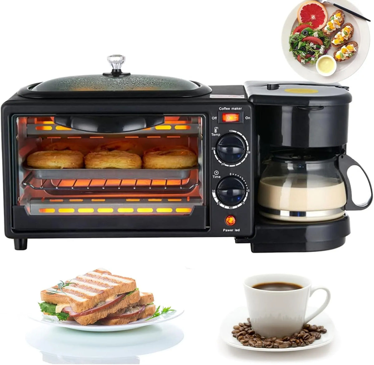 Espressomachine C-230 met 9L, 600ML, 100°C, 3-in-1, regelbare thermostaat en zwart