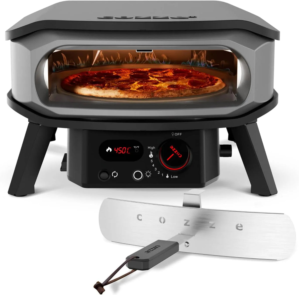 Inbouwoven, pizza oven gas outdoor 50 mbar met rotatie, COZZE Mini pizzaoven op gas met draaifunctie 13 inch