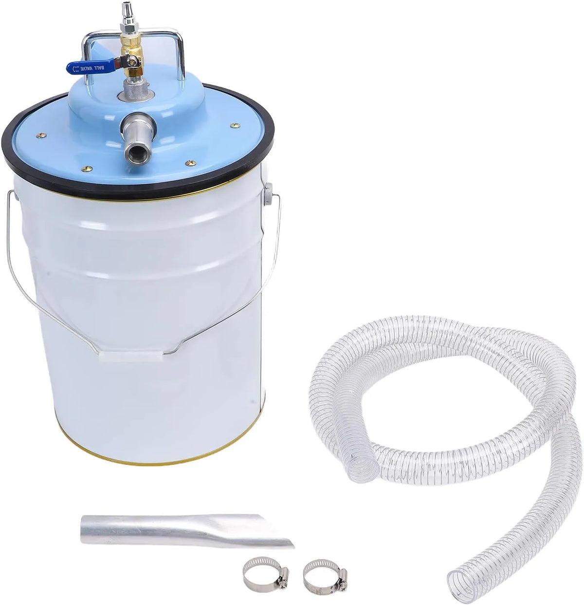 Stofzuiger met 20L, 360 l, waterreservoir, geluidsarme werking, RVS, zonder netstroom en voor bouwplaats en werkplaats