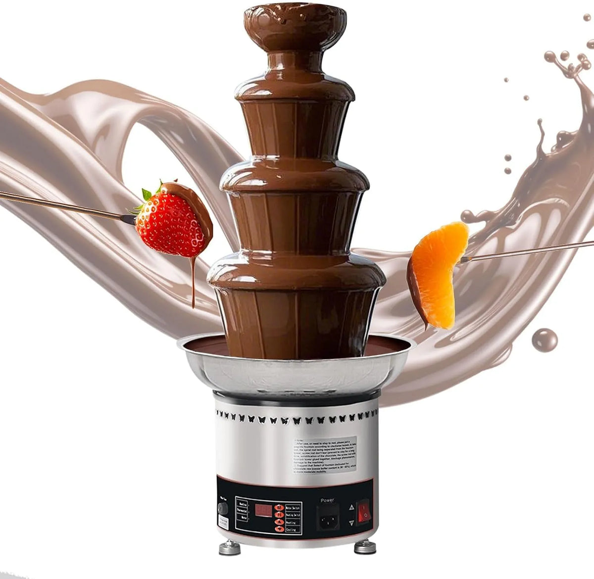Elektrische Chocoladefontein Machine met Elektrische Chocoladefontein Machine, 4-Tier Dompelwarmer voor Partijen en Evenementen