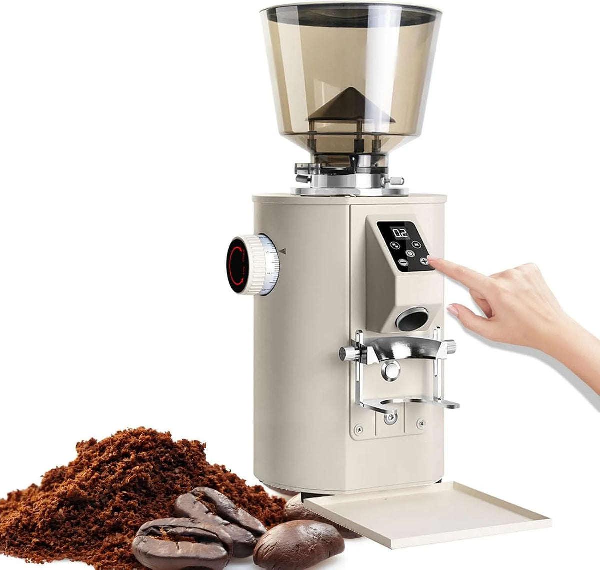 Molen, 350 W, Koffiedikbakje wit, 9 Precieze Instellingen, Koffiedikbakje wit