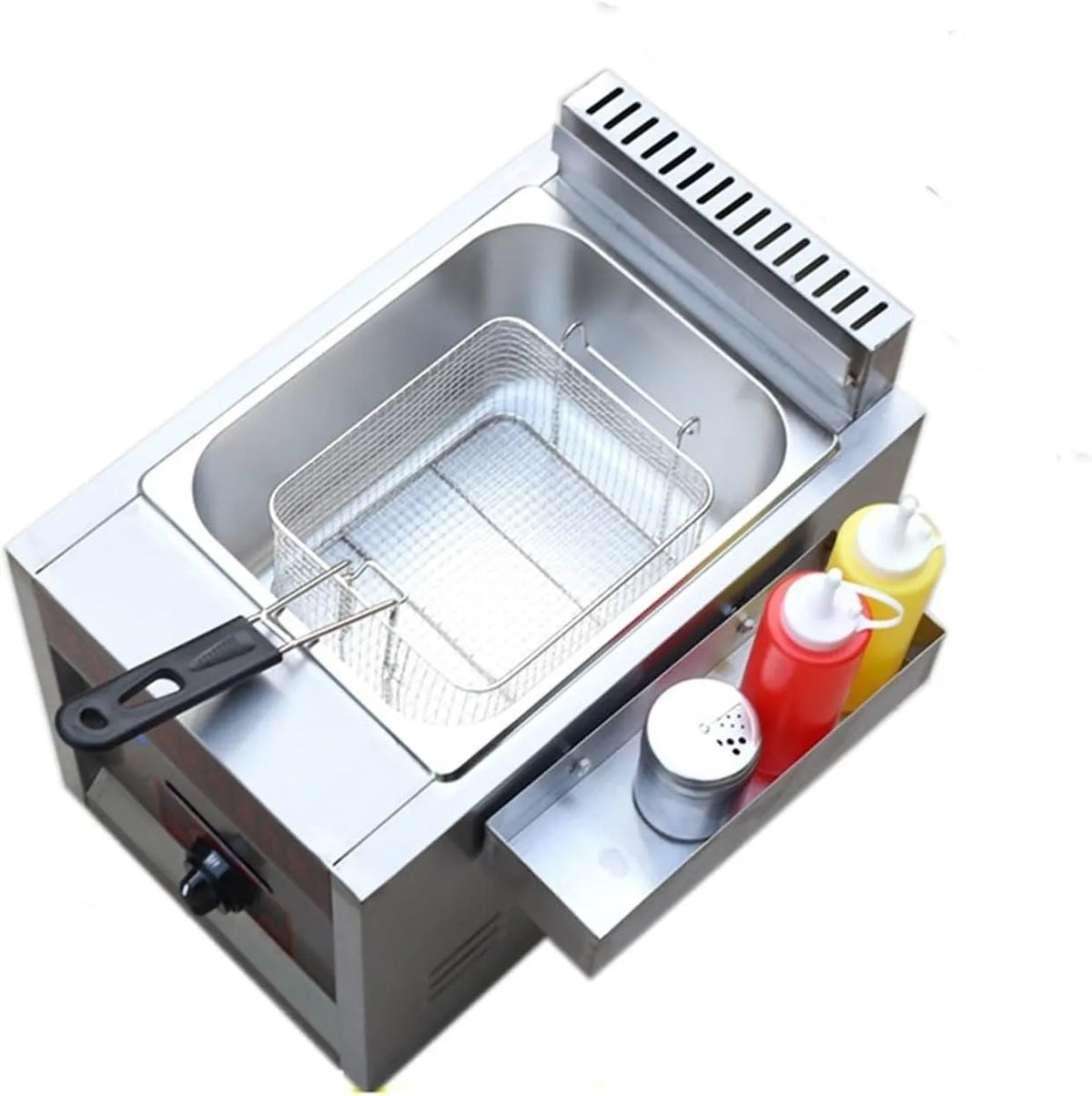 Tofu Maïs Machine met 15 cm en 39,9 cm, Kleine Single Pot Gas Friteuse Commerciële