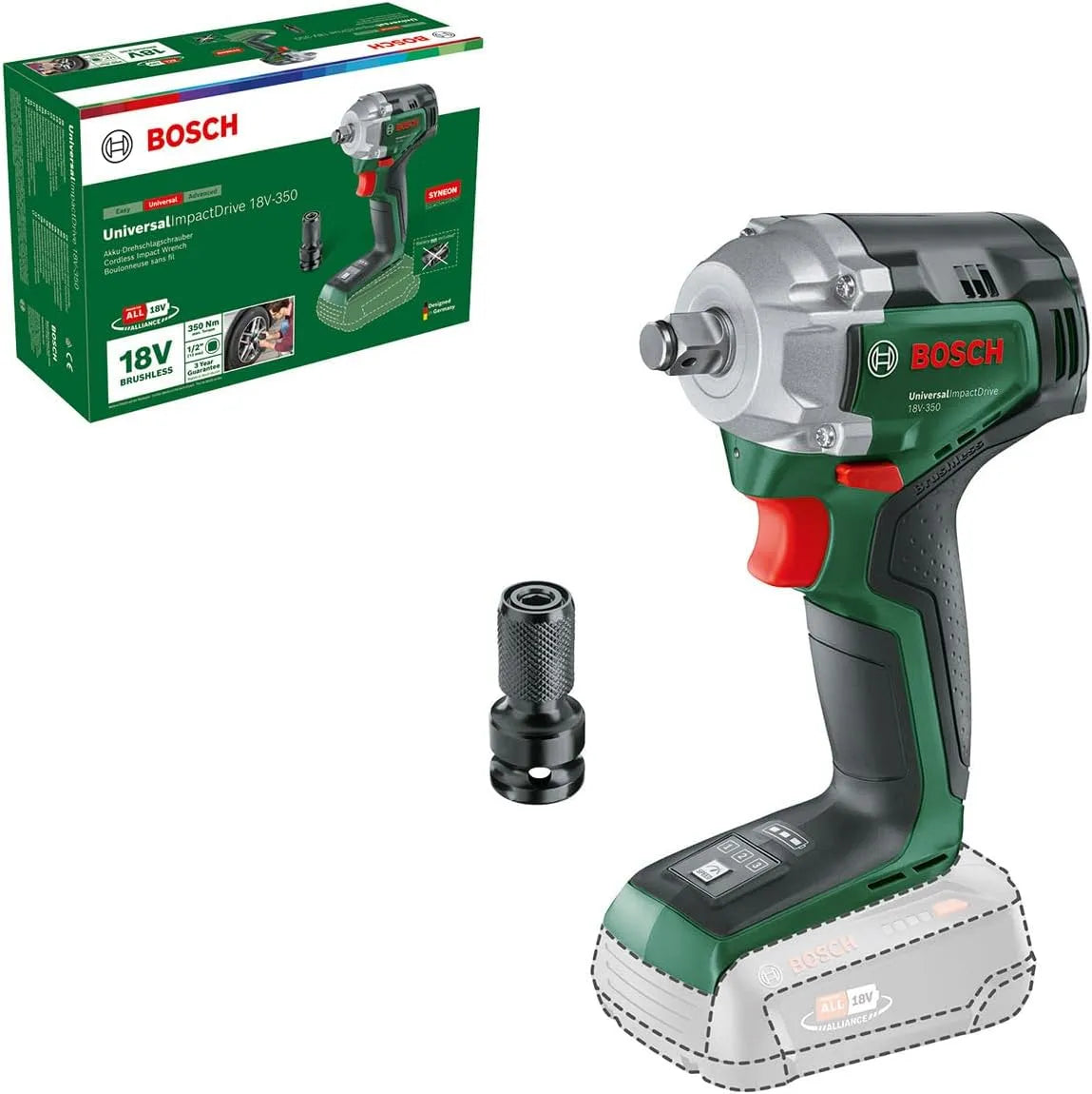 Bosch accuslagmoeraanzetter UniversalImpactDrive 18V-350 krachtig vastdraaien en bevestigen van constructies met 18V