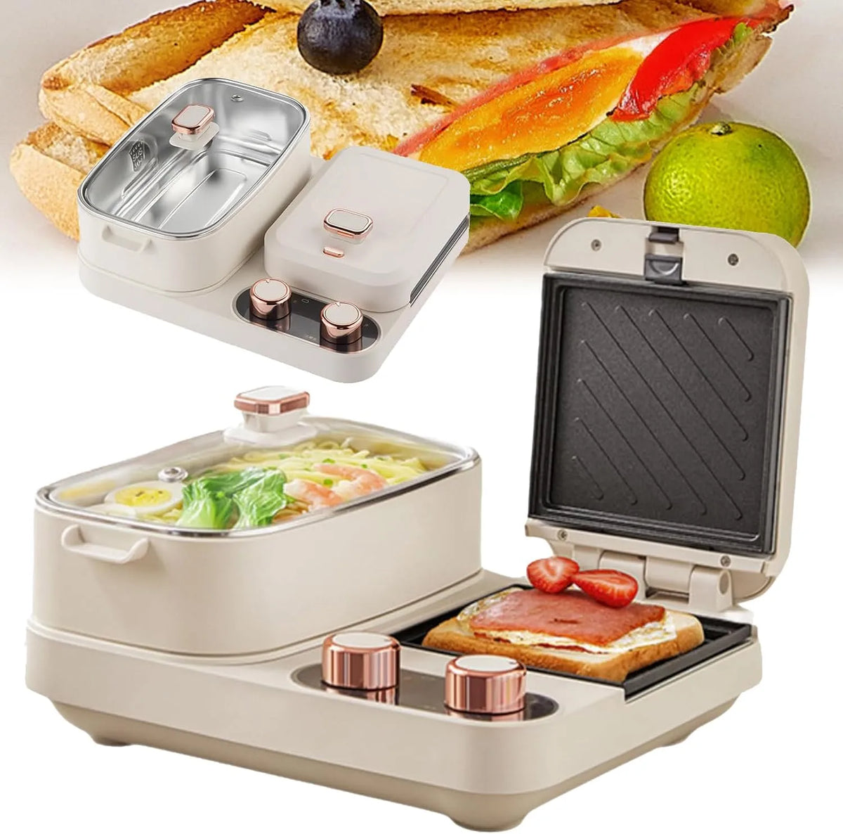 Machine, draagbare broodpan, verstelbare draaiknop, afneembare bakplaat voor wafels, toast en brood
