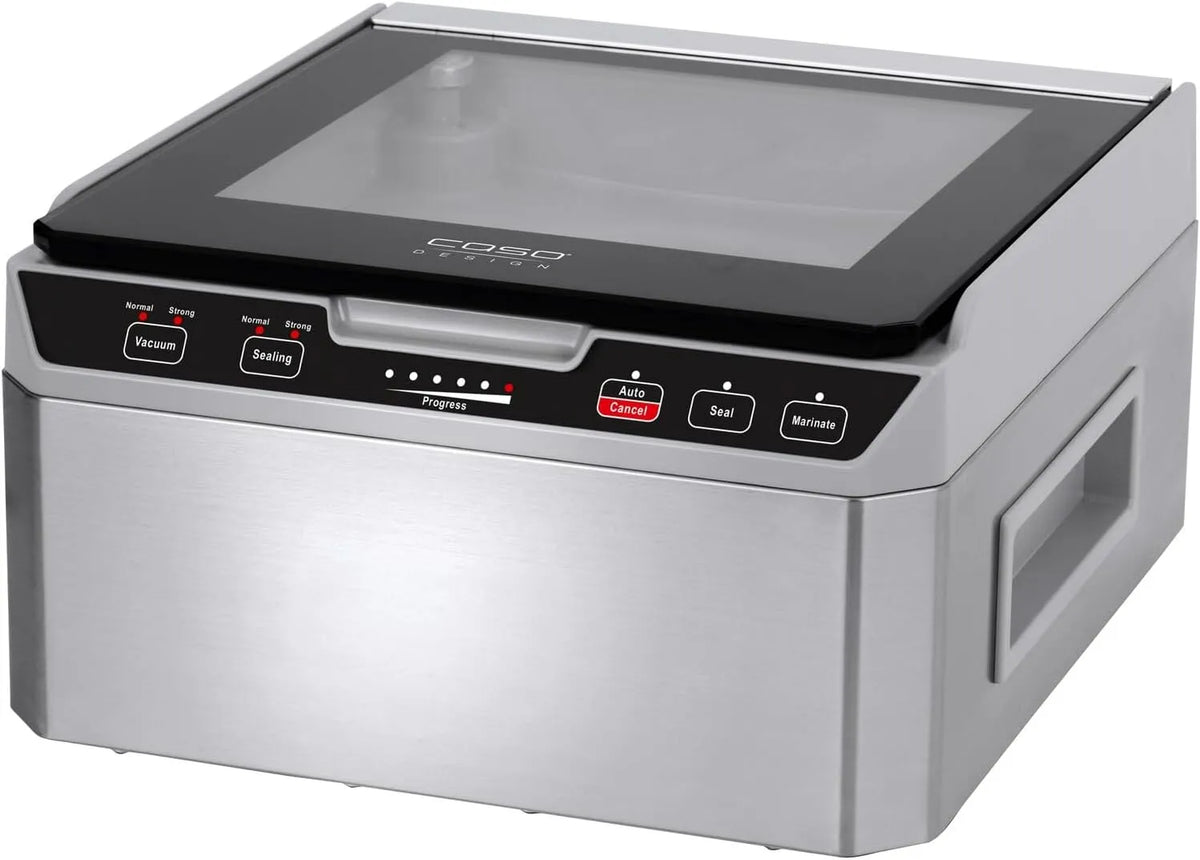 Caso VacuChef 40 met 3L vacuümkamer 70 liter/minuut, dubbele lasnaad, kamervacuümverpakker van RVS, 1417, RVS en instelbare vacuüm- en lastijd