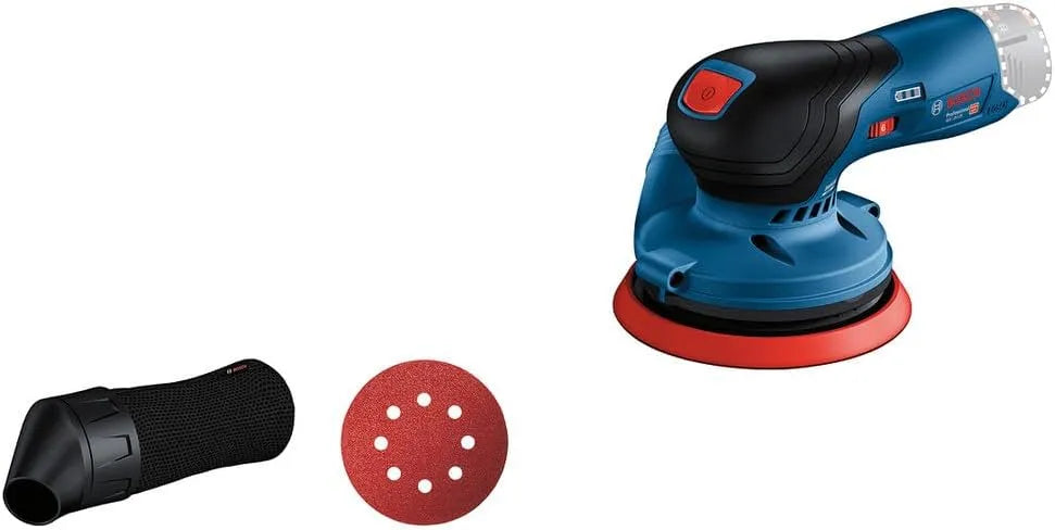 Lader, Bosch Professional, 125 mm, 1x schuurpapier, zonder accu's en oplader, stofzak, in doos, 12V
