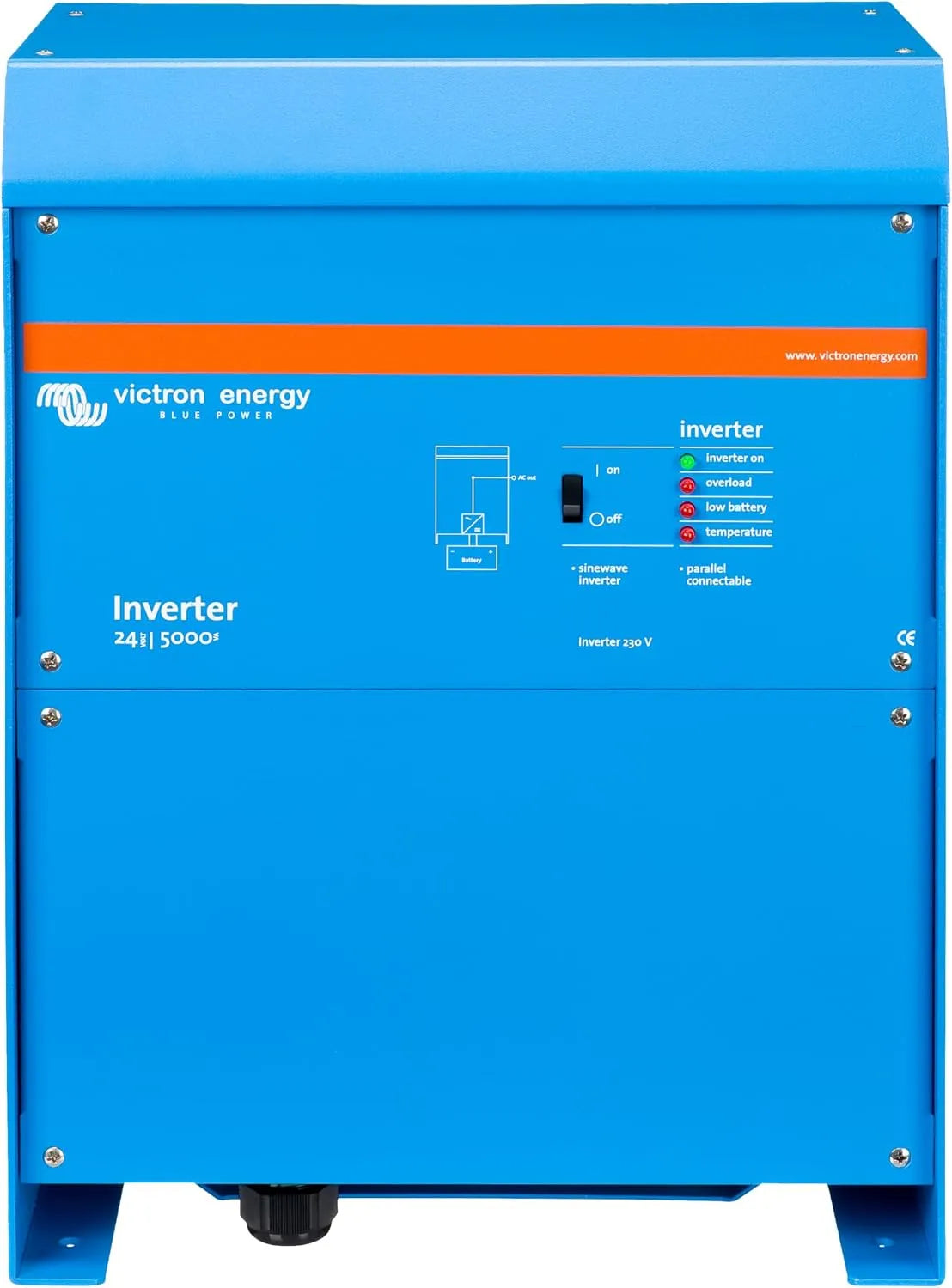 Spanningsomvormer met Victron Energy 5000VA 24-Volt 230V AC Pure Sinusgolf Omvormer