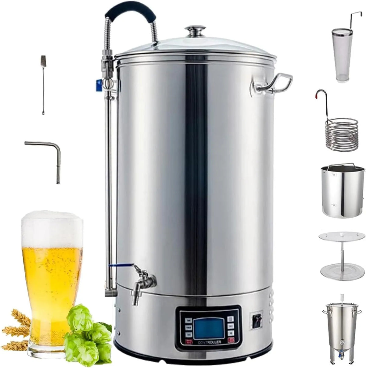 Machine met 30L, 1 x 8,8 m, 2500 W, 20L, digitaal display, RVS en zilver