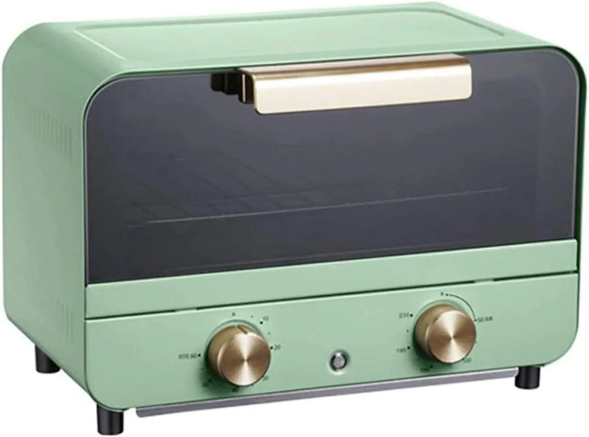 Mini elektrisch oventafelblad met 750 W, 335 mm, 230 mm, 235 mm, regelbare thermostaat, wit en groen