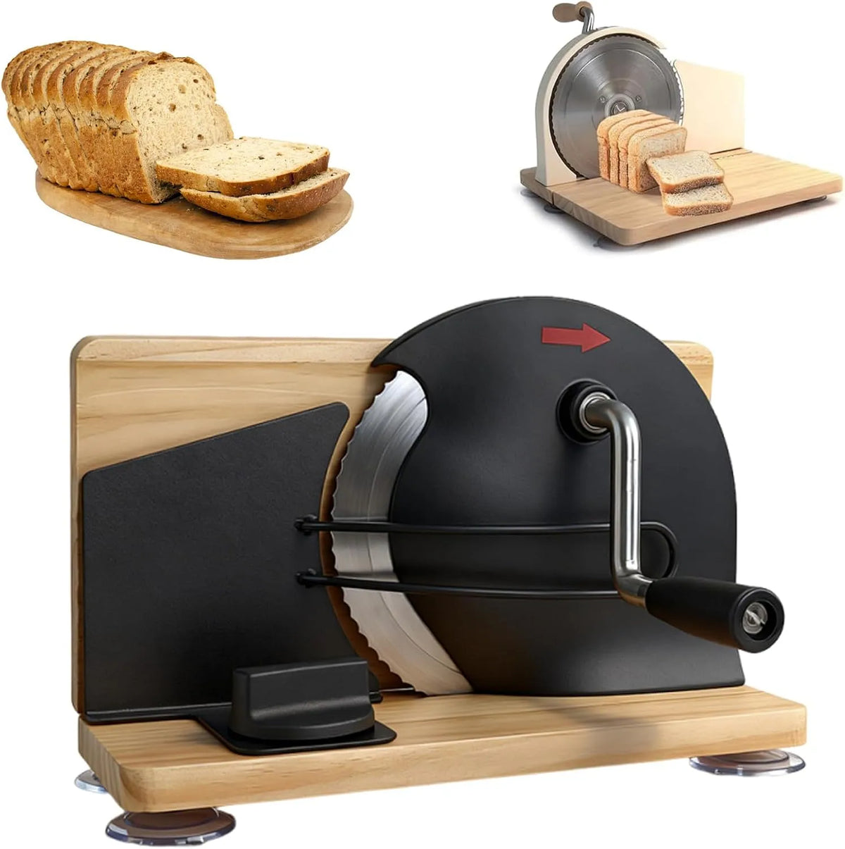 Machine, dikte 1-20 mm, verstelbare roterende snijmachine, roestvrijstalen mes, voor knapperig brood van zuurdesem zwart