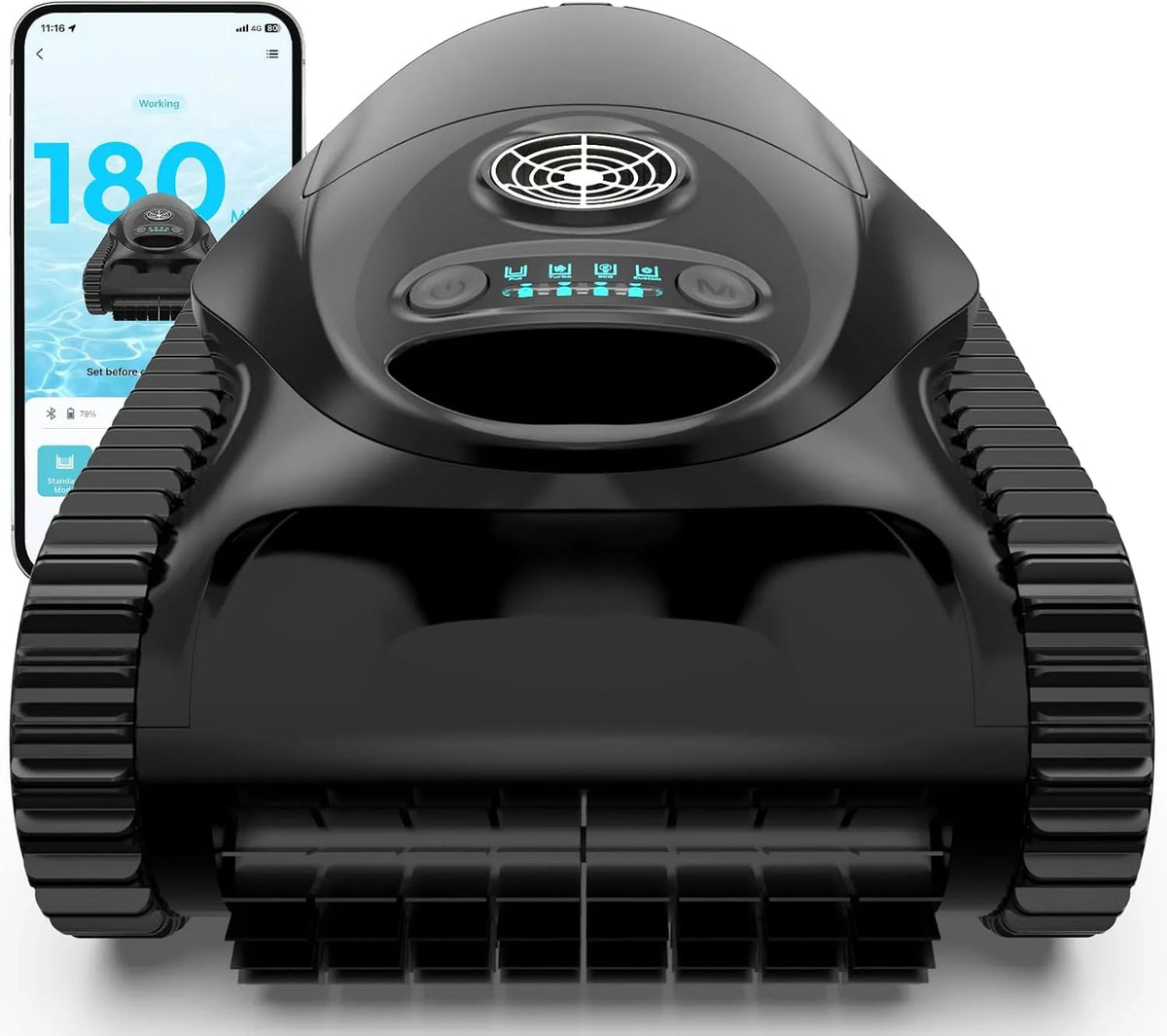 Robot C1 met bodem en muur, Upgrade 2026 BRINBO C1 zwembadrobot, waterlijn