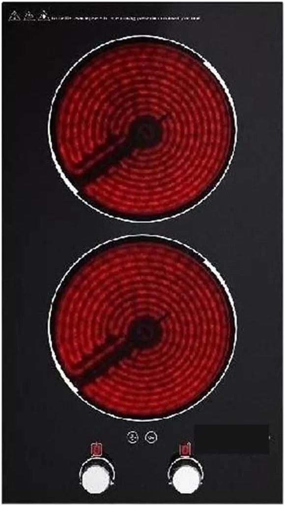 Kookplaat, 35 inch, knopregeling Timer, beginners 2 Burners, kookplaat Keramisch glas Stralende kookplaat met knopregeling