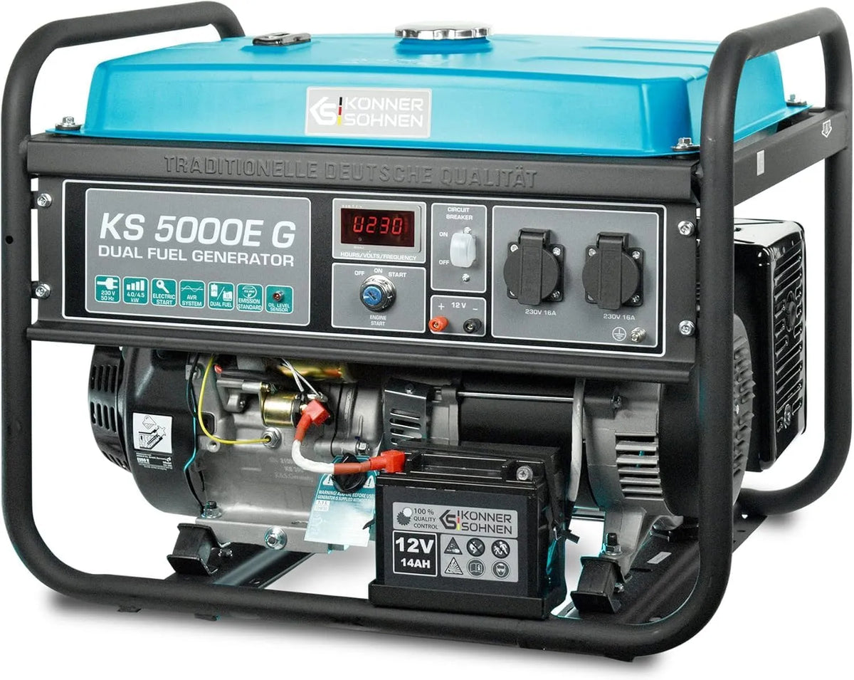 LPG/benzinegenerator K&S Könner&Söhnen KS 5000E G Dual Fuel serie met 4500 W, 12 V en 2 x 16 A