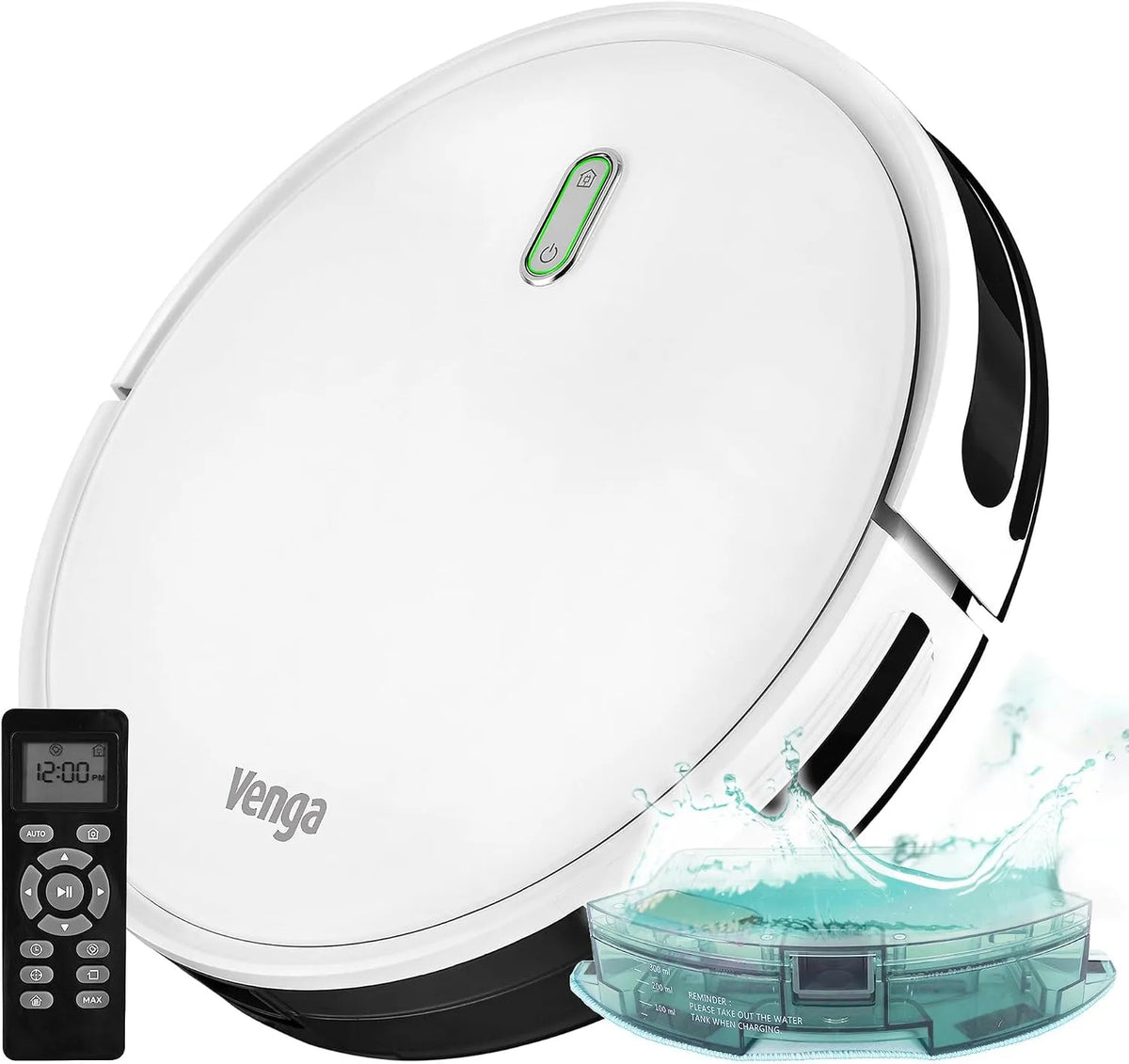 Robotstofzuiger met 31.7 x 7.3 cm, 1600 Pa, 300 ml, 1,8 cm, 2 seconden, 3-IN-1, afstandsbediening en oplaadstation