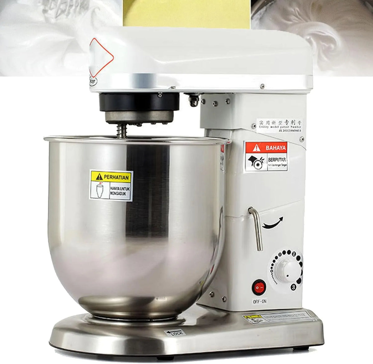 Keukenmachine met 3 snelheden, 10L, 500 W, 3-in-1, geluidsarme werking, RVS en wit
