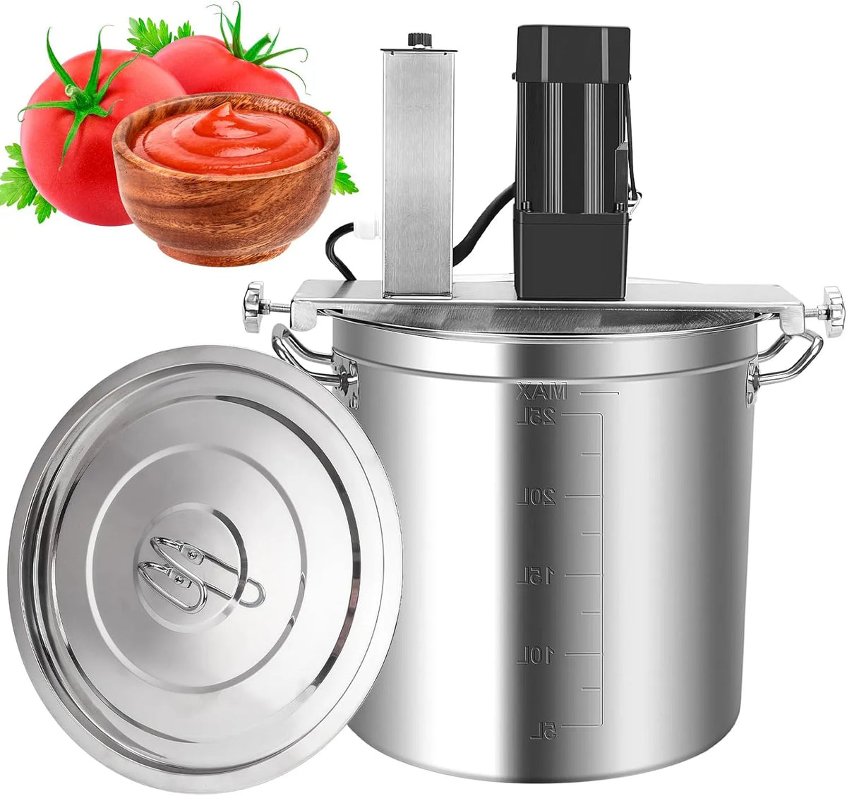 Bladige zware machine met schrapen, saus, 25L grote capaciteit 4-bladige zware machine voor roeren, koken jam en kruiden en soep, hete pot