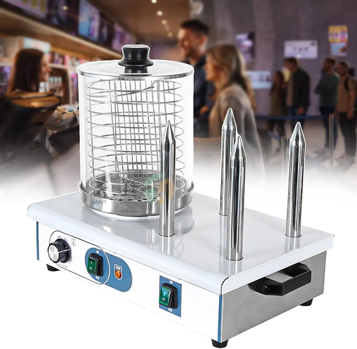 Broodjeswarmer Machine, Temperatuur 50-200°C,4-stick, Broodjeswarmer Machine Voor Worst, Professionele Elektrische Hotdog Warmer