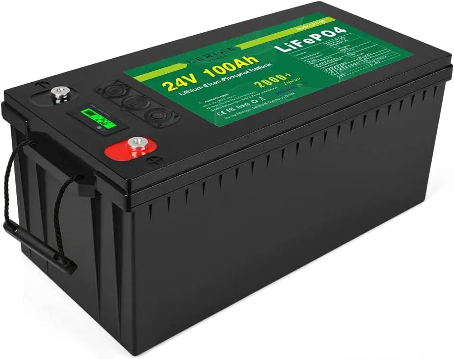24 V, LiFePO4 accu 24 V 100 Ah 2,560 Wh lithium-ijzerfosfaatbatterij voor camping boot, model LiFePO4