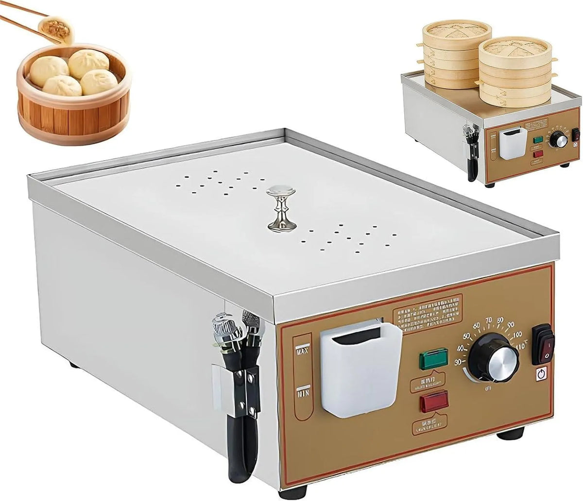 Voedselstomer, Commerciële elektrische dim sum stoomkoker, droogkookalarm en aparte watertoevoer, ontbijt- en snackbars. 2Hole