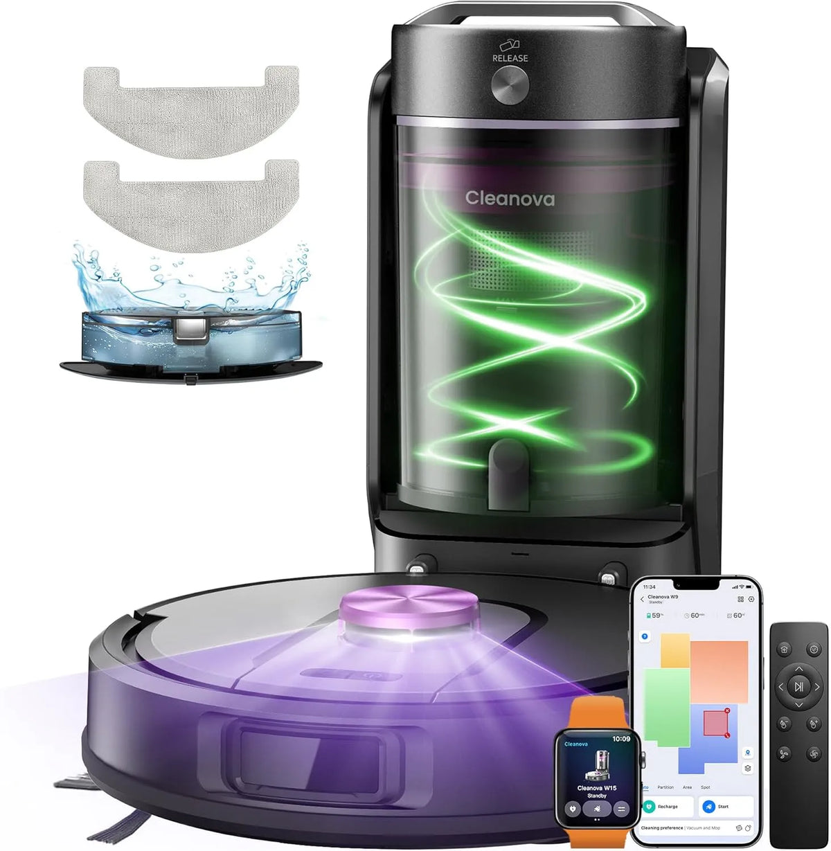 Robotstofzuiger met 10.000 Pa, 180 minuten, 15 minuten, 60 dB, 200 m2, 3-in-1, wifi en afstandsbediening