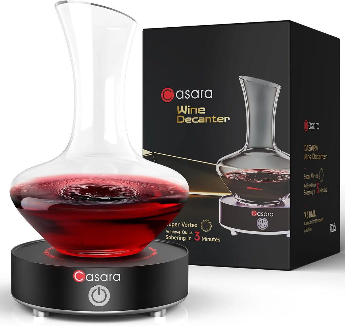 Casara Wijn karaf 750ml elektrische wijn karaf Set met 750ml en USB
