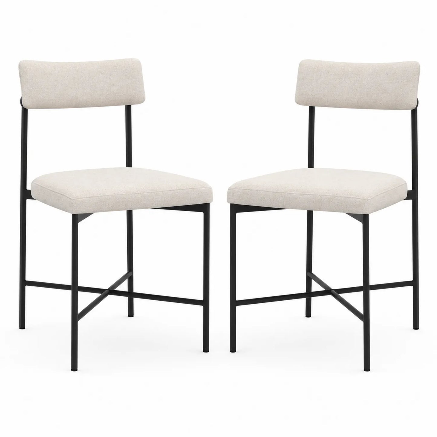 Ensemble de 2 chaises en tissu avec structure en métal noir