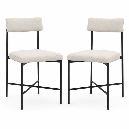 Ensemble de 2 chaises en tissu avec structure en métal noir