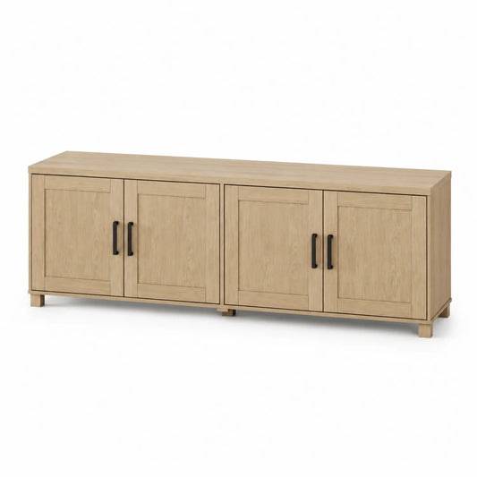 Meuble TV en bois avec portes doubles chêne clair