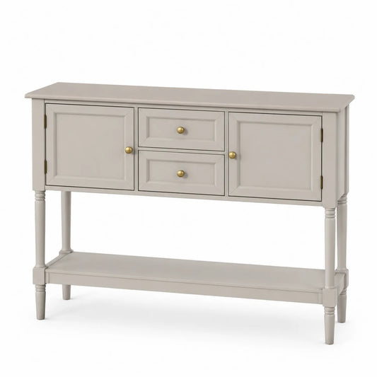 Console d'entrée en bois avec 2 tiroirs et 2 portes Gris
