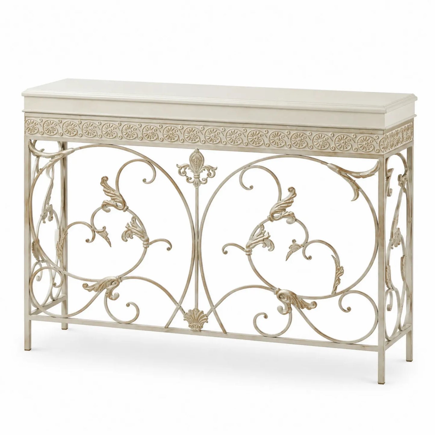 Console en métal et bois beige 100x80x30cm