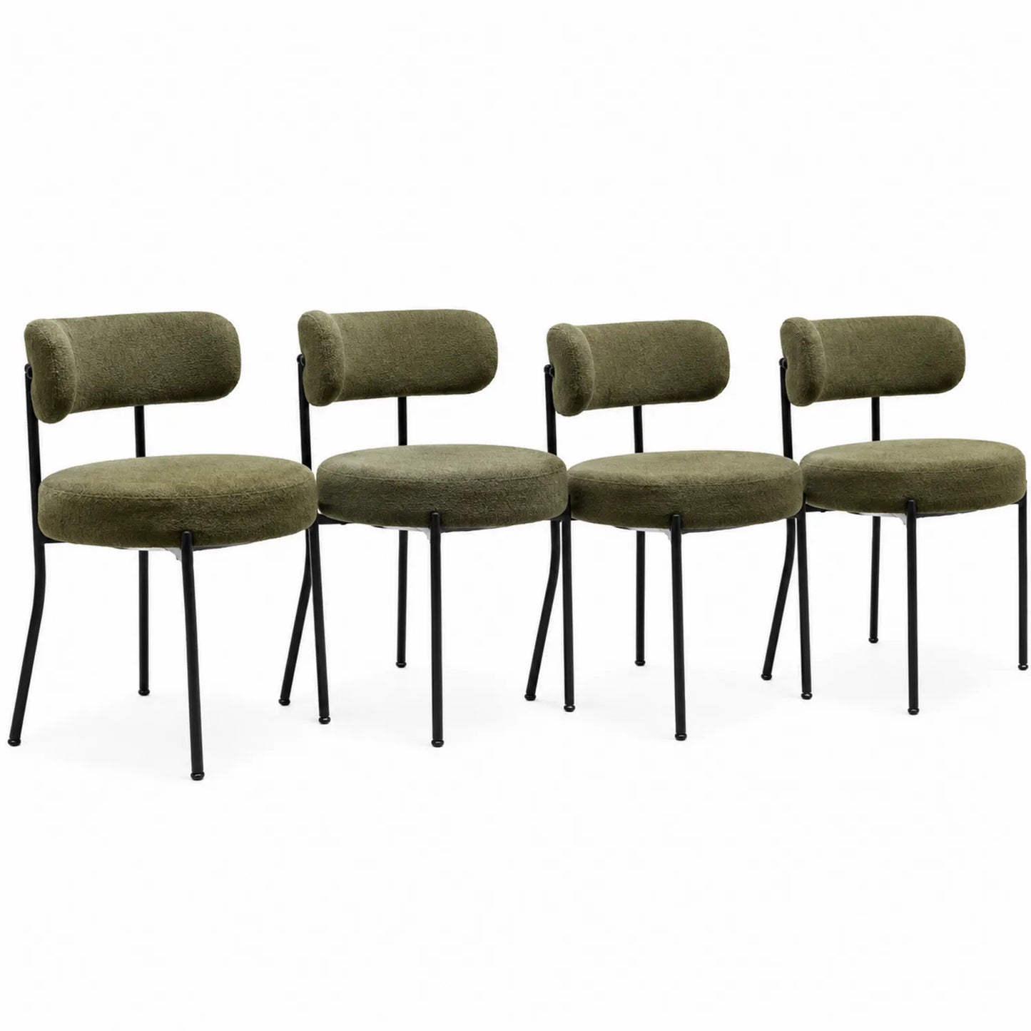 Ensemble de 4 chaises en tissu vert et métal noir