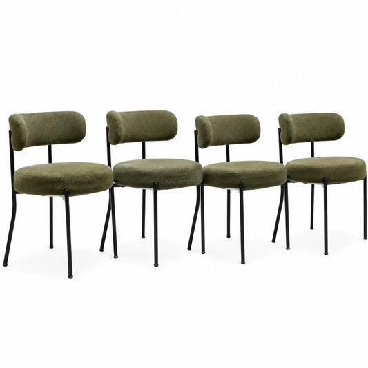 Ensemble de 4 chaises en tissu vert et métal noir