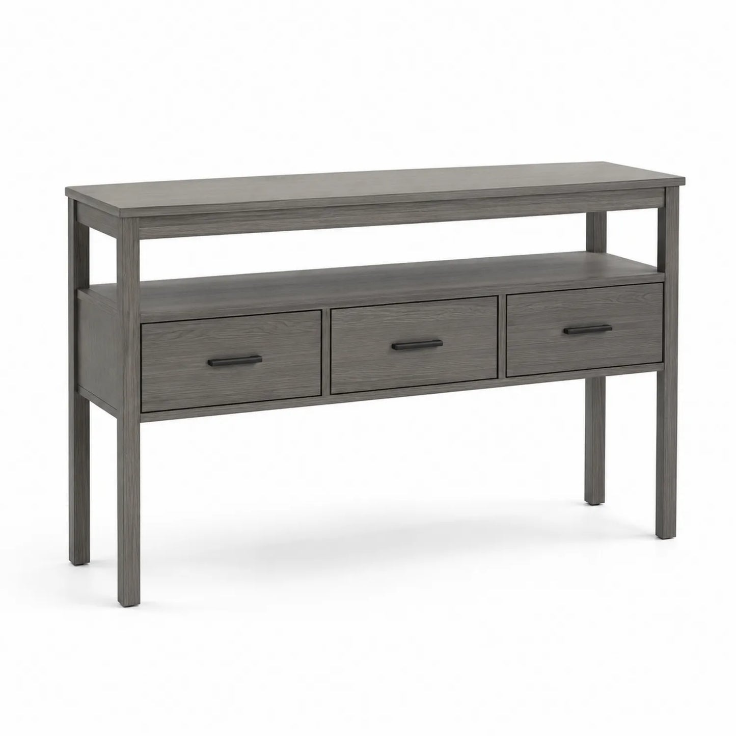 Console en Bois Gris avec Tiroirs et Étagère 120x30x80 cm