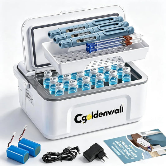 Koelkast, 6 uur, interne capaciteit 19 x 8 x 7 cm, instelling 0-8 °C met een batterij 5 V 13600 mAh, mini-koelkast voor medicijnen