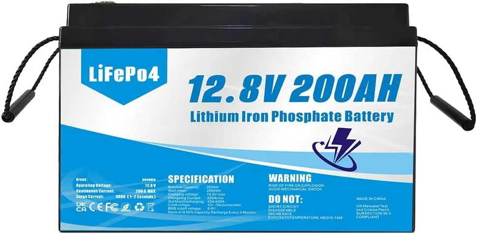 Deep cycle accu's, 12V, 200AH, noodstroomvoorziening, 12,8V, zonne-energie, enz., Deep cycle Lifepo4