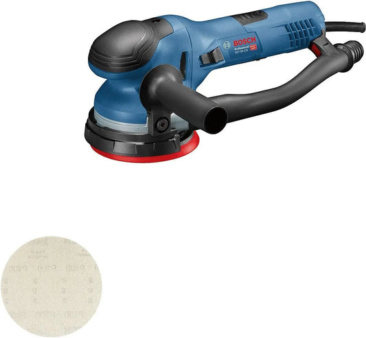 Bosch Professional, machine, 550 W, beschermring, extra handgreep, in doos, onbelast toerental: 3300-7800 min-1, schuurplateau,1x schuurblad