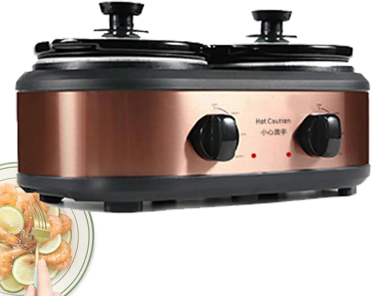 Slowcooker, 2-pits elektrische, geschikt voor thuiskeuken, 1,25 L