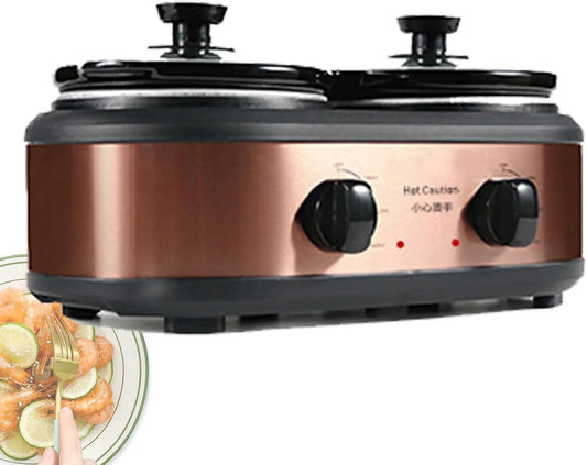 Slowcooker, 2-pits elektrische, geschikt voor thuiskeuken, 1,25 L