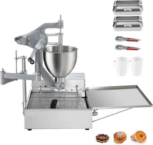 Donutvormen Donut Machine, 3000 W, Hopper met 9 liter capaciteit Donut, friteuse Commerciële 3 donutvormen Donut Machine, Maker Verstelbare dikte