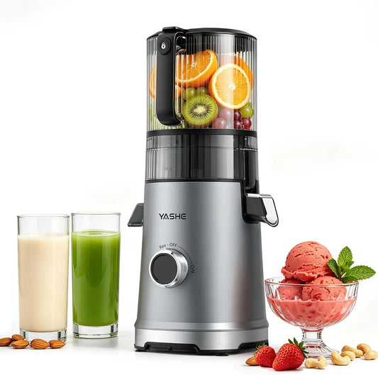 600 W, 1 l, YASHE Koudsapcentrifuge 600 W, extra grote goot 152 mm voor hele groenten en fruit, 3-in-1 zeef sap, inhoud 1 l