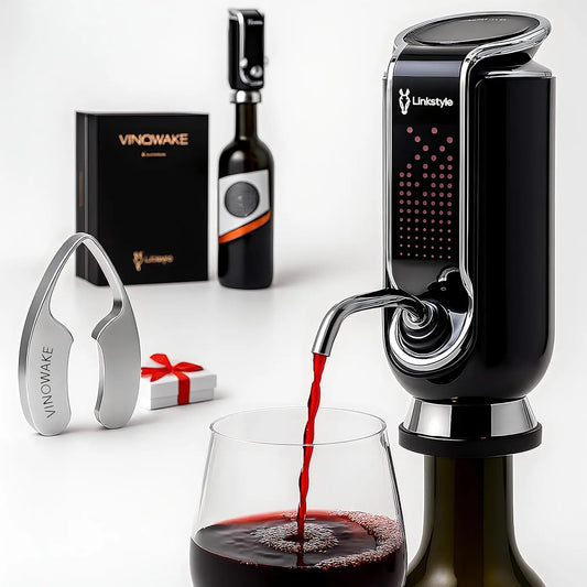 3-in-1, LINKSTYLE TRIOVINO, voor het verbeteren van smaak, luxe 3-in-1 elektrische wijnbeluchter, dispenser en vacuümbesparing