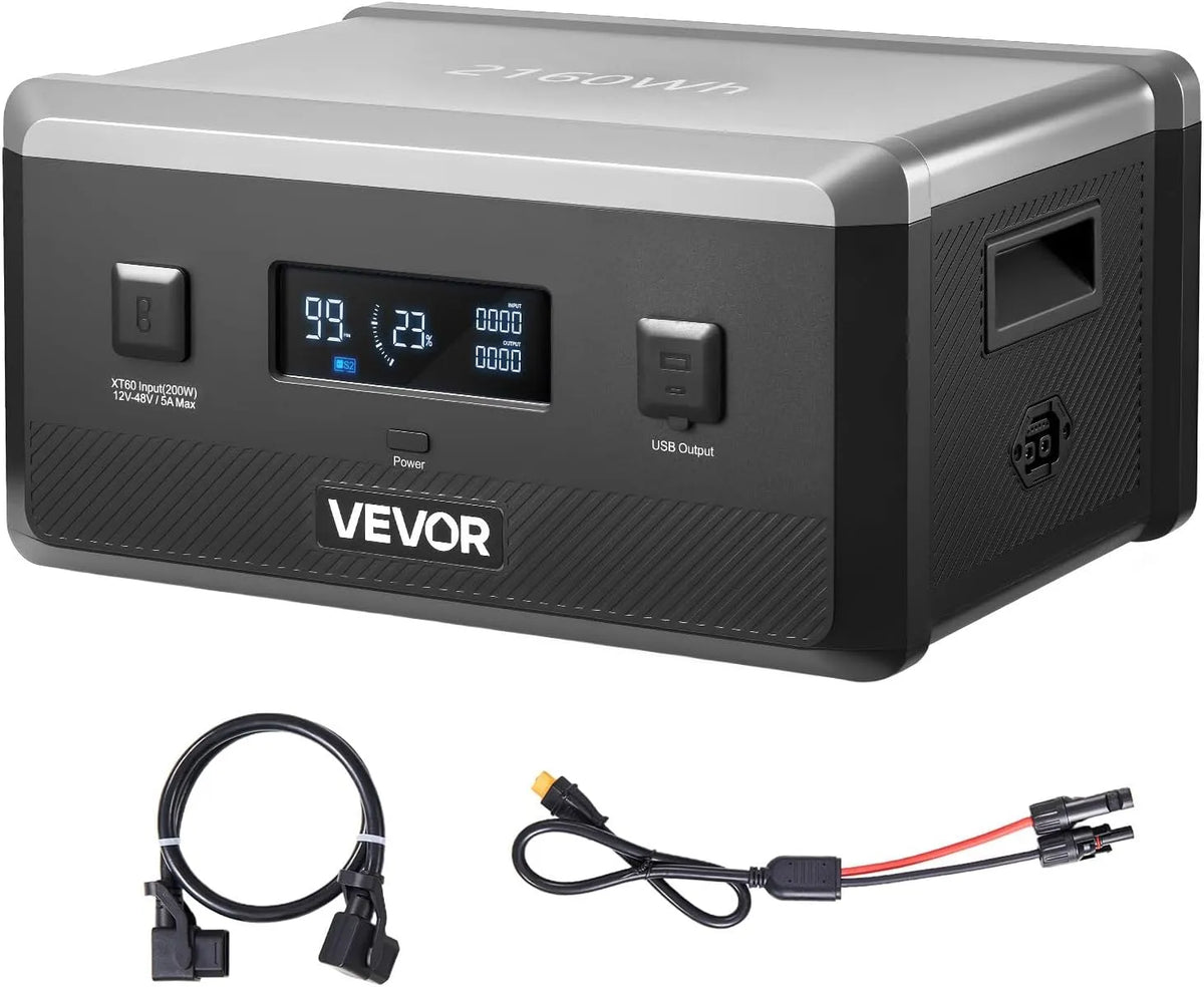VEVOR Extra accu voor draagbaar stroomstation, VEVOR Extra LifePO4-uitbreidingsaccu, extra 2160 Wh LifePO4-uitbreidingsaccu met 3 uitgangspoorten