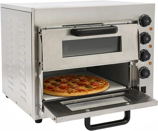 Elektrische pizzaoven met 3000 W, RVS en zilver