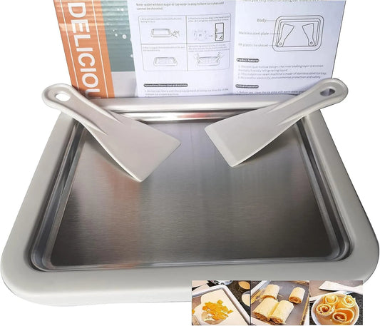 Vriezer, anti-bakplaat pan voor gerold ijs, bevroren yoghurt machine, sorbetmachine, gelato maker, plaat vriezer kom, wit