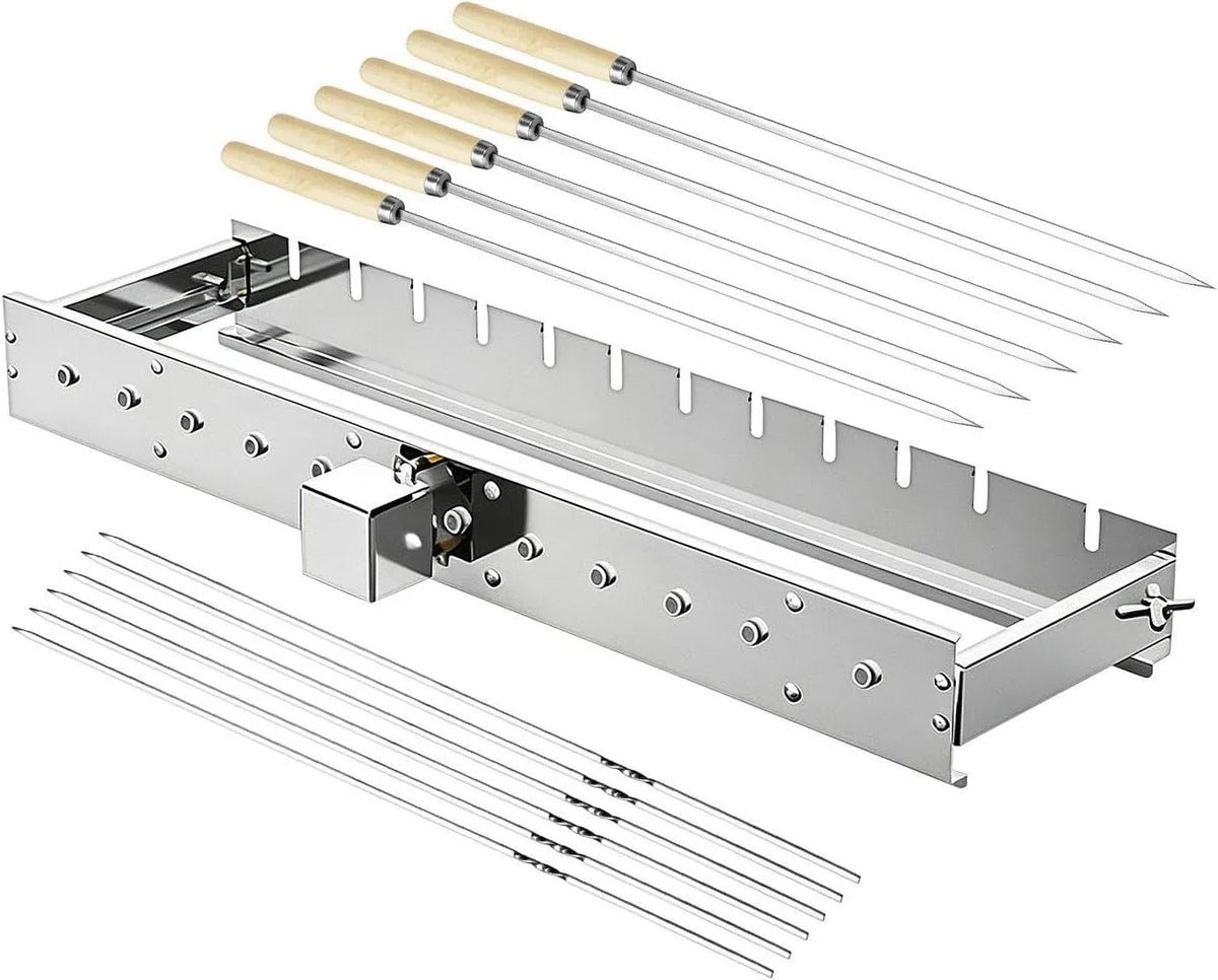 Draaispiesen voor grill met 60 x 16,5 x 7 cm en 1-2 cm, een foutmarge van 1-2 cm vanwege handmatige meting.